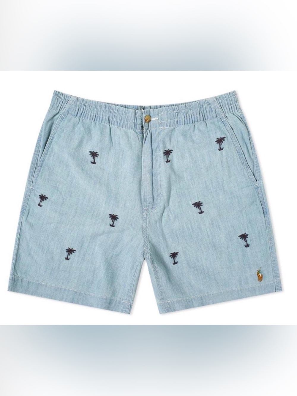 Polo Ralph Lauren Palm Tree Embroidered Chambray Drawstring Short, Size Large